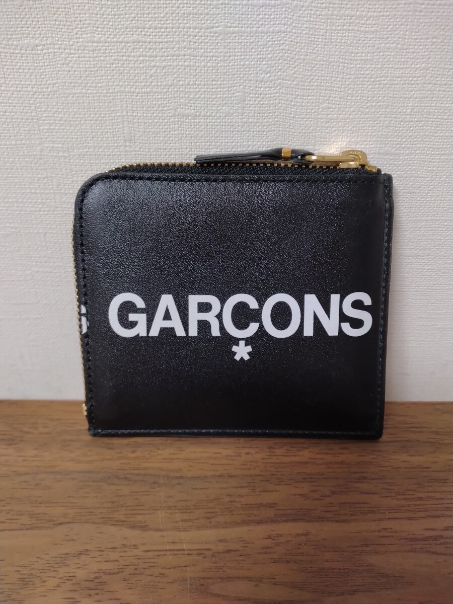 使用少 コムデギャルソン HUGE LOGO ロゴ 財布 ウォレット コインケース ポーチ SA3100HL 黒 ブラック Wallet COMME des GARCONS 送料無料_画像2