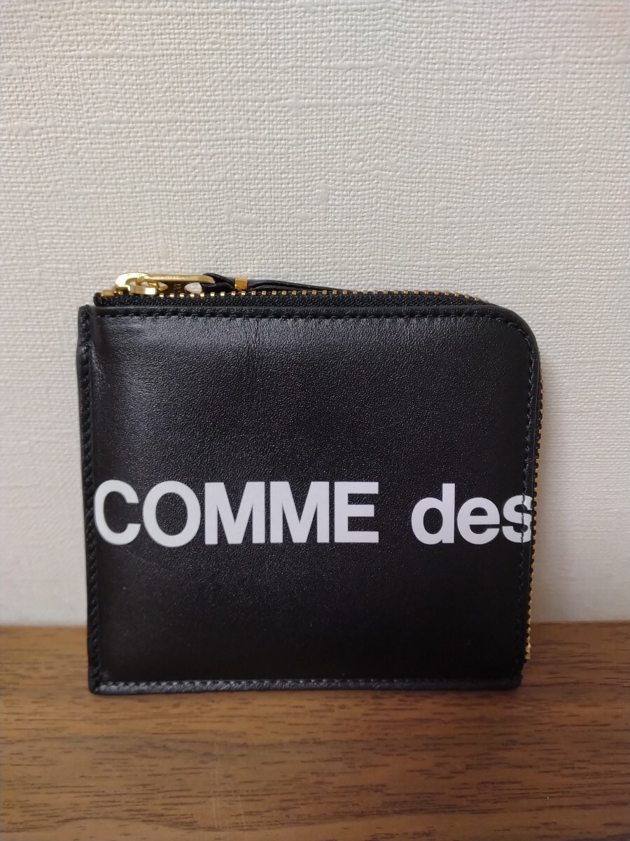 使用少 コムデギャルソン HUGE LOGO ロゴ 財布 ウォレット コインケース ポーチ SA3100HL 黒 ブラック Wallet COMME des GARCONS 送料無料_画像1