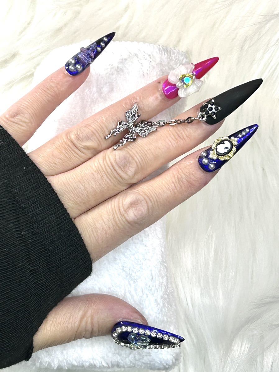  искусственные ногти 1 размер большой 14357 реальная (настоящая) вещь распродажа y2k 3d цепь Корея серия . рука длинный серия Gothic and Lolita шт ..N@min
