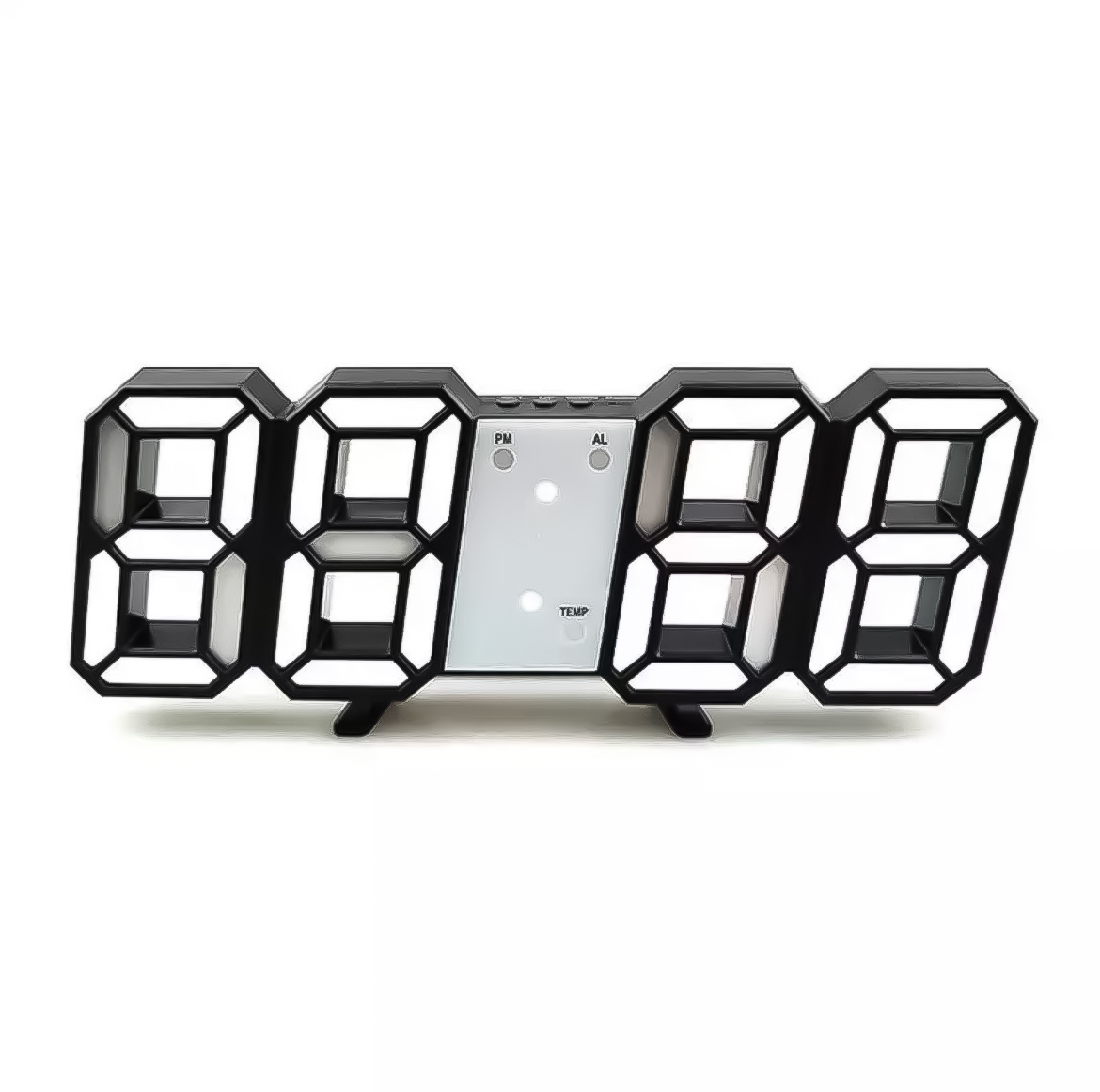 3D立体時計 ブラック LED壁掛け時計 置き時計 両用 デジタル時計 インスタ映え 置き型 LED デジタル アラーム付 目覚まし時計☆の画像1