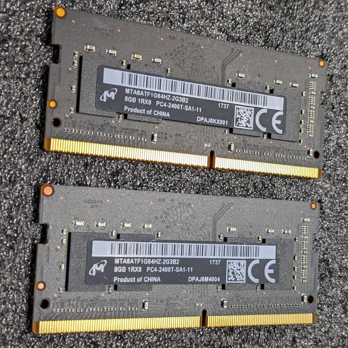 【中古】DDR4 SODIMM 16GB(8GB2枚組) Micron MTA8ATF1G64HZ-2G3B2 [DDR4-2400 PC4-19200]_画像3