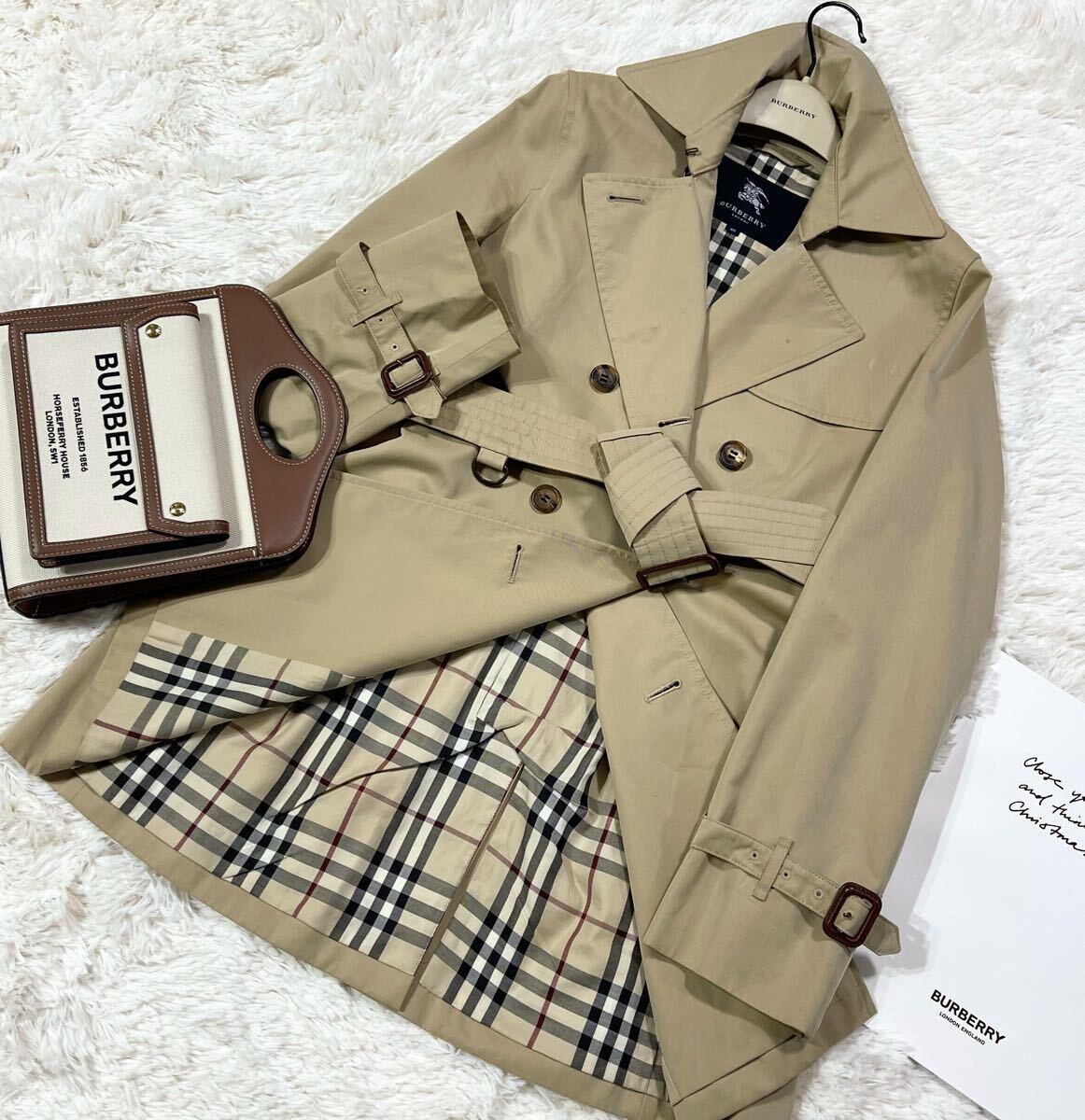 大きいサイズ バーバリー BURBERRY バーバリーロンドン トレンチコート スプリングコート ノバチェック 旅行 通勤 40_画像1