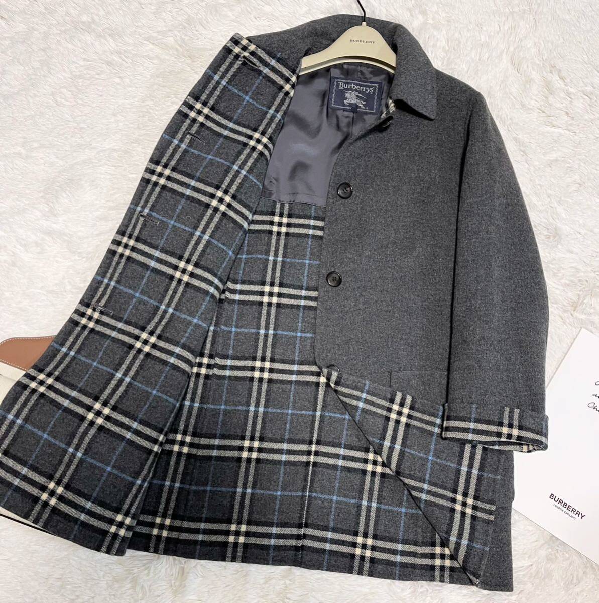 大きいサイズ バーバリー BURBERRY ウールコート カシミヤ混 ダブルフェイス Burberrys 旅行 通勤40_画像5