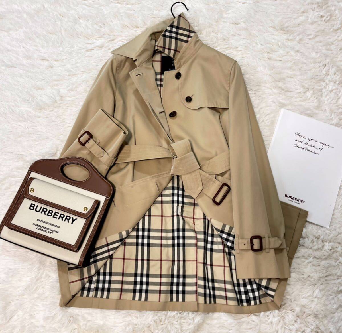 美品 バーバリー BURBERRY バーバリーロンドン トレンチコート スプリングコート ノバチェック ベルト 旅行 通勤 38の画像2