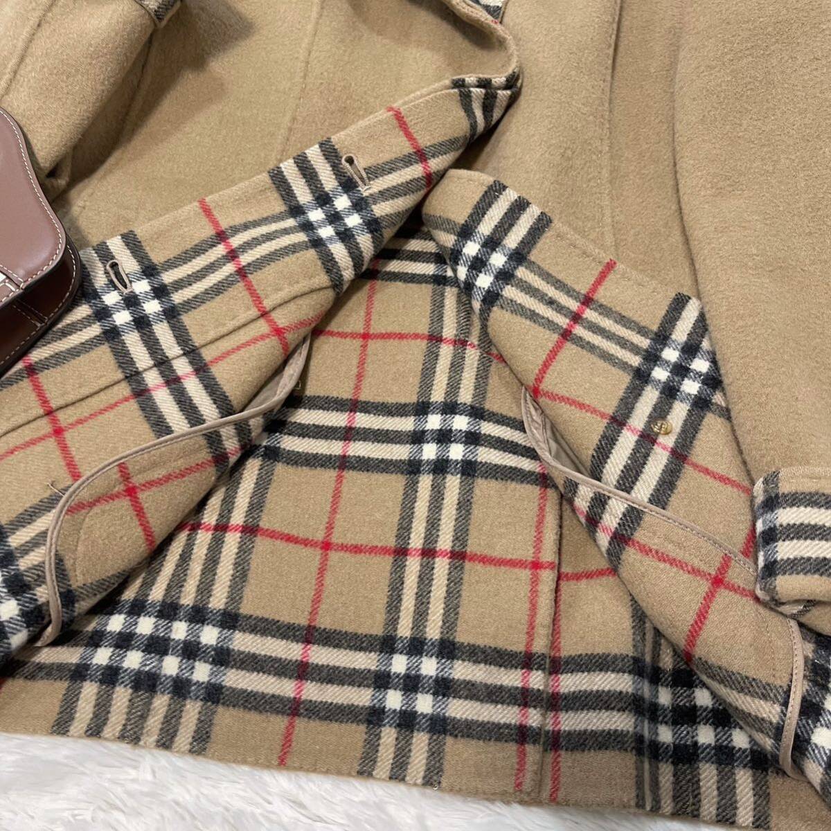 大きいサイズ 美品 バーバリー BURBERRY バーバリーロンドン ウールコート ノバチェック ダブルフェイス カシミヤ混 旅行 11号 XLの画像7