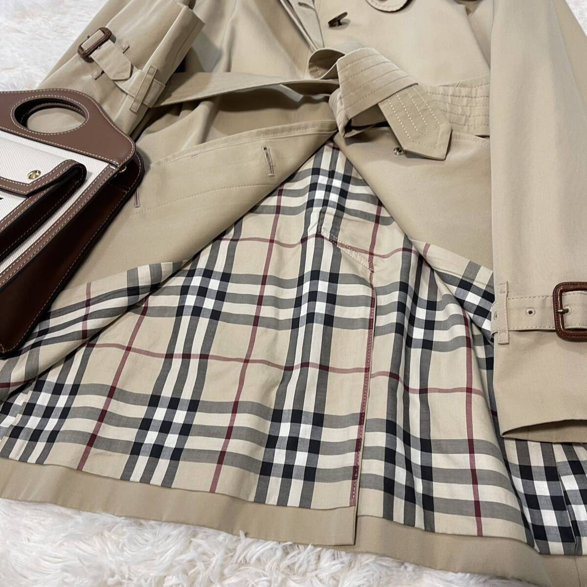 美品 バーバリー BURBERRY バーバリーロンドン トレンチコート スプリングコート ノバチェック ベルト 旅行 通勤 38の画像9