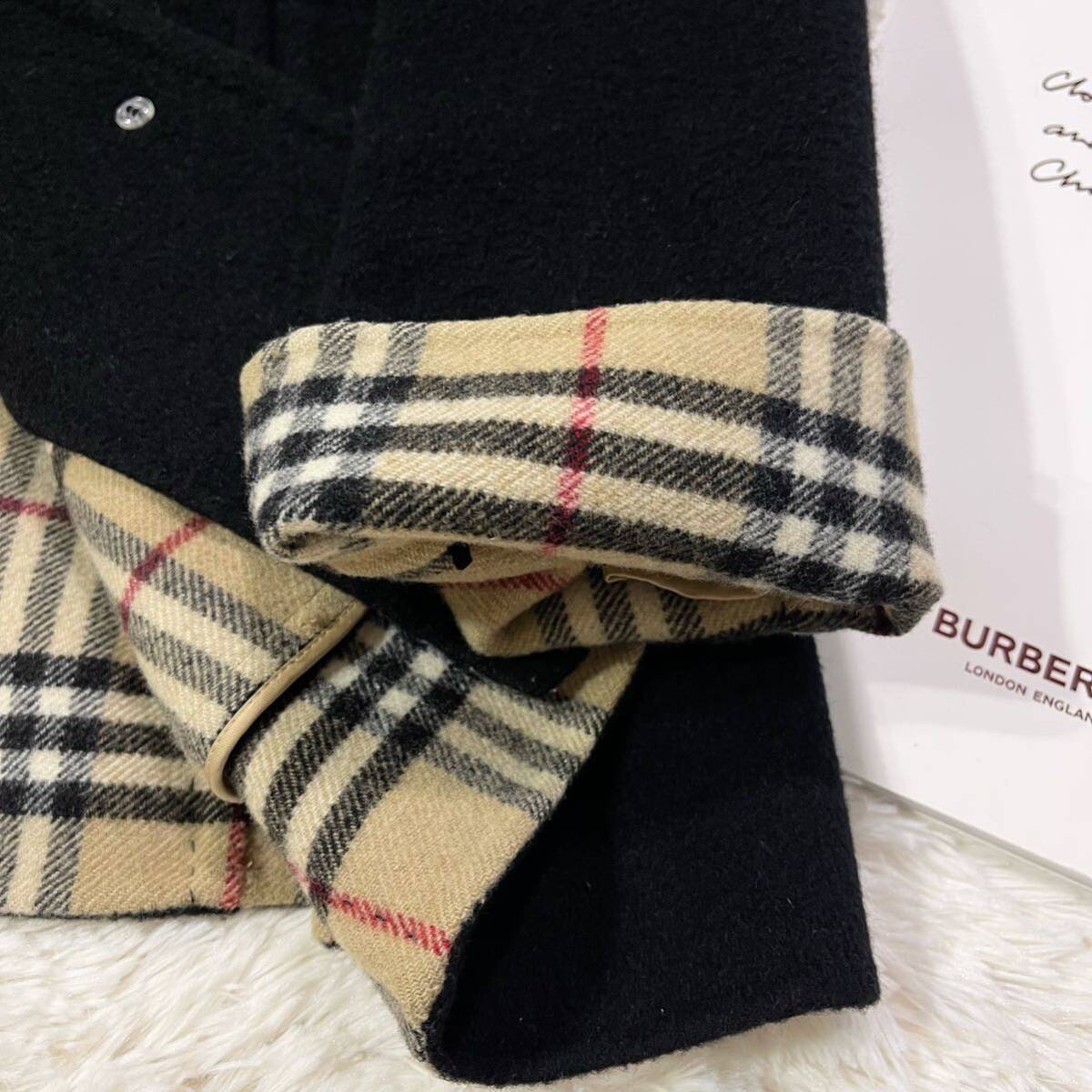 大きいサイズ 美品 バーバリー BURBERRY バーバリーロンドン ウールコート ノバチェック カシミヤ混 ダブルフェイス 46 15号_画像7