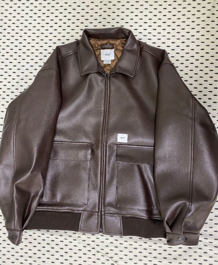 WTAPS ダブルタップス　BASEBALL JACKET　レザージャケット　ブラウン　Lサイズ