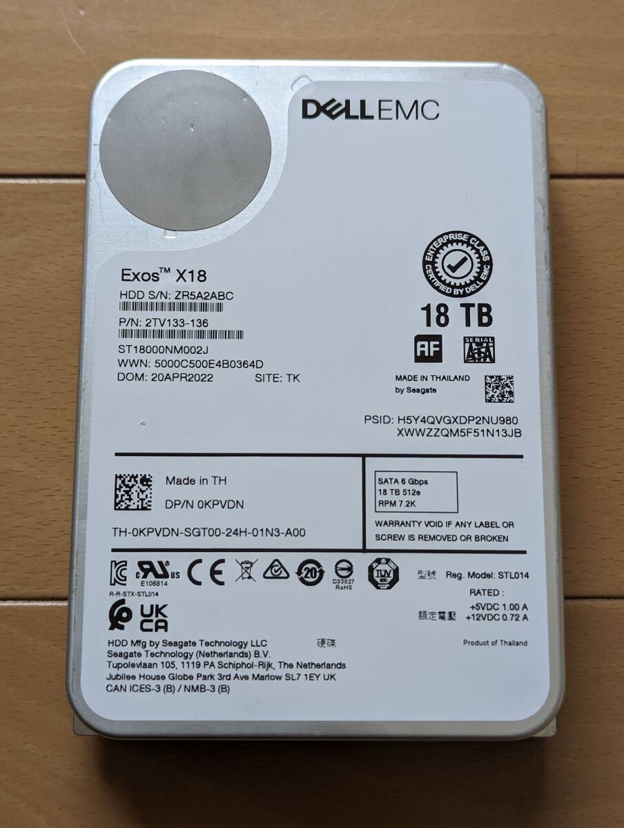 18TB SATA 3.5 HDD Seagate (シーゲイト) Exos X18 ST18000NM002J 内蔵ハードディスク CMR (Helium) 6Gb/s 256MB 7200RPM ②_画像1