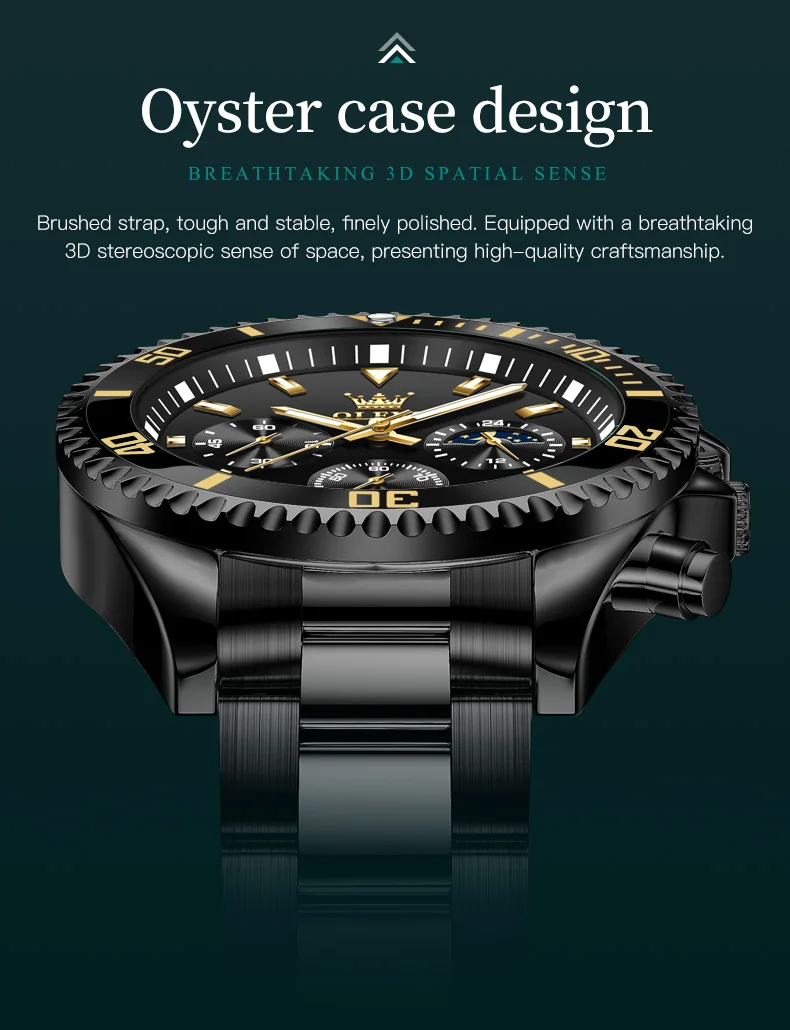 OLEVS メンズ 腕時計 2870 高品質 クオーツ カジュアル スポーツ ビジネス クロノグラフ 時計 ステンレス ウォッチ ブラック_画像8
