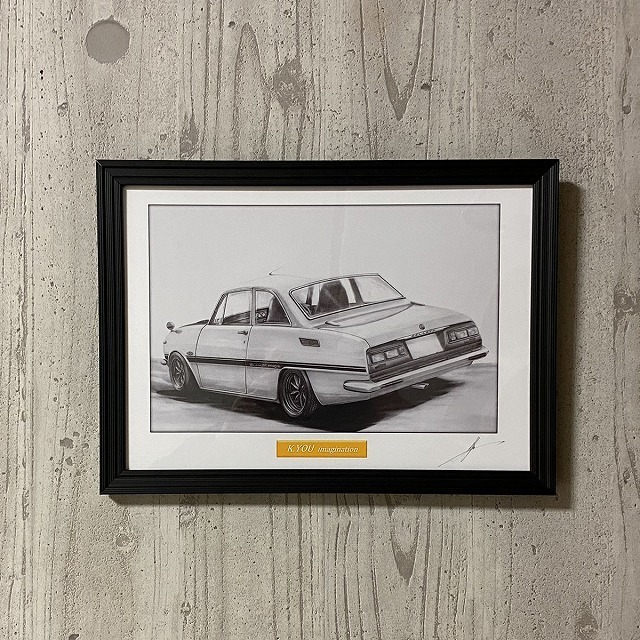  Isuzu ISUZU Bellett GTR[ pencil sketch ] famous car old car illustration A4 size amount attaching autographed 