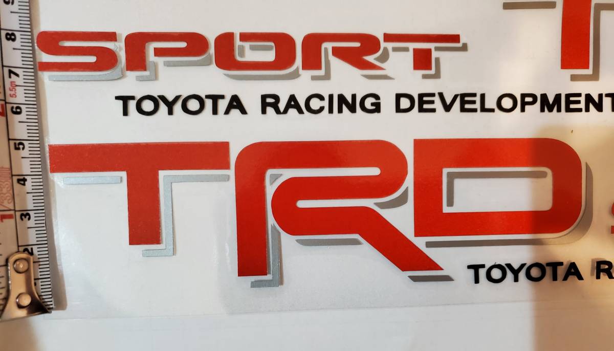 特注版■トヨタ TRD SPORT TOYOTA RACING DEVELOPMENTステッカー 赤光反射(影グレー)色バージョン 左右2枚セット_画像3