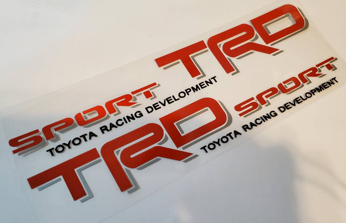 特注版■トヨタ TRD SPORT TOYOTA RACING DEVELOPMENTステッカー 赤光反射(影グレー)色バージョン 左右2枚セット_画像1