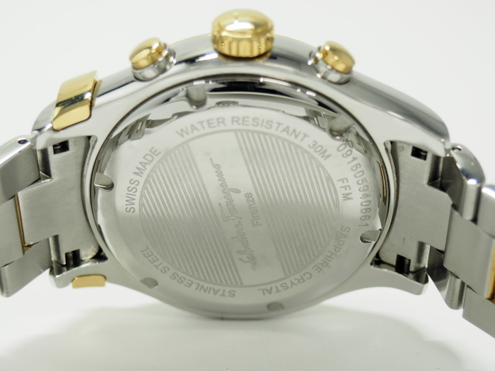 【中古】Salvatore Ferragamo メンズ 腕時計 クロノグラフ クオーツ SS ネイビー文字盤 FFM11_画像9
