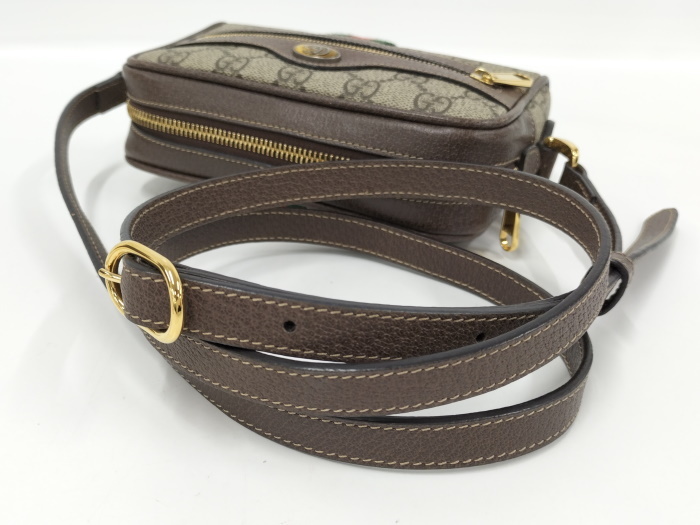 【中古】GUCCI オフィディア ショルダーバッグ GGスプリーム シェリーライン レザー PVC ベージュ系 517350_画像5