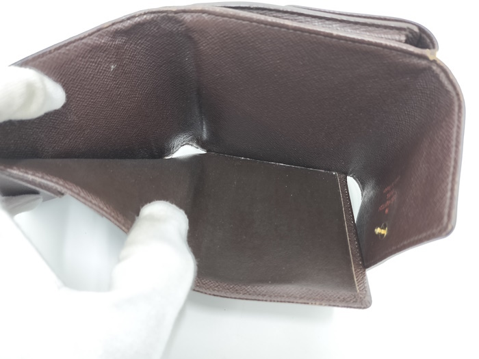 【中古】LOUIS VUITTON ポルトモネ ビエ カルトクレディ 三つ折り コンパクト財布 ダミエ エベヌ N61652の画像5