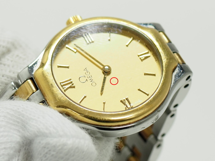 【中古】OMEGA デビル レディース 腕時計 クオーツ コンビ SS GP ゴールド文字盤_画像7