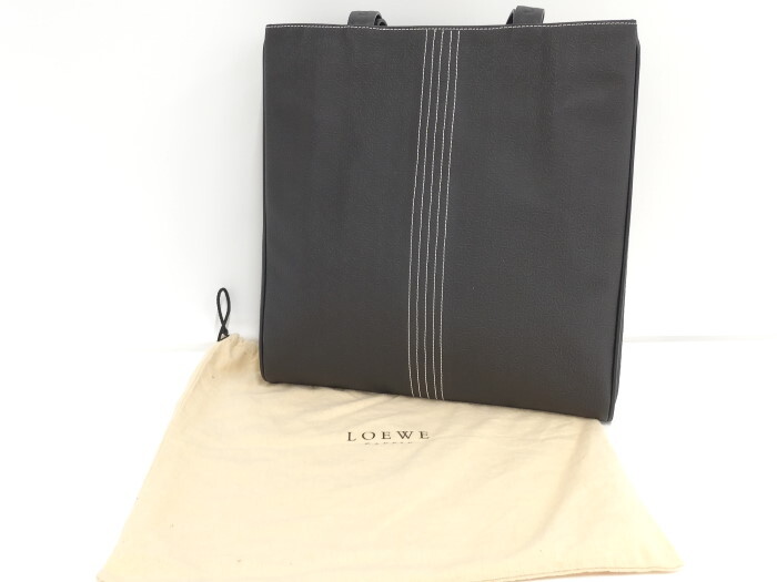[ б/у ]LOEWE повтор дыра грамм большая сумка кожа PVC черный 