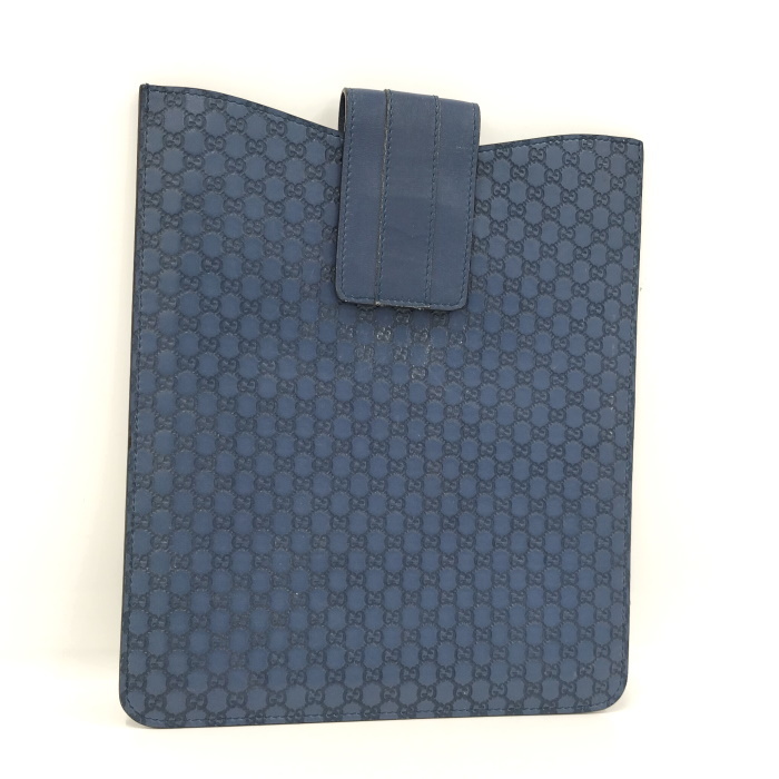 【中古】GUCCI iPadケース マイクログッチ シマ レザー ブルー 256575の画像1