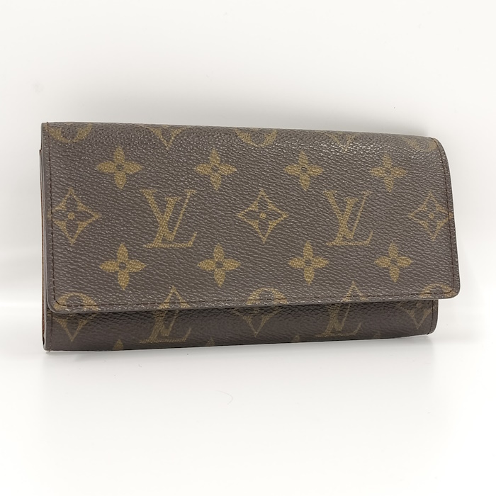 【中古】LOUIS VUITTON ポルト 円 3カルトクレディ 二つ折り長財布 モノグラム M61818_画像1