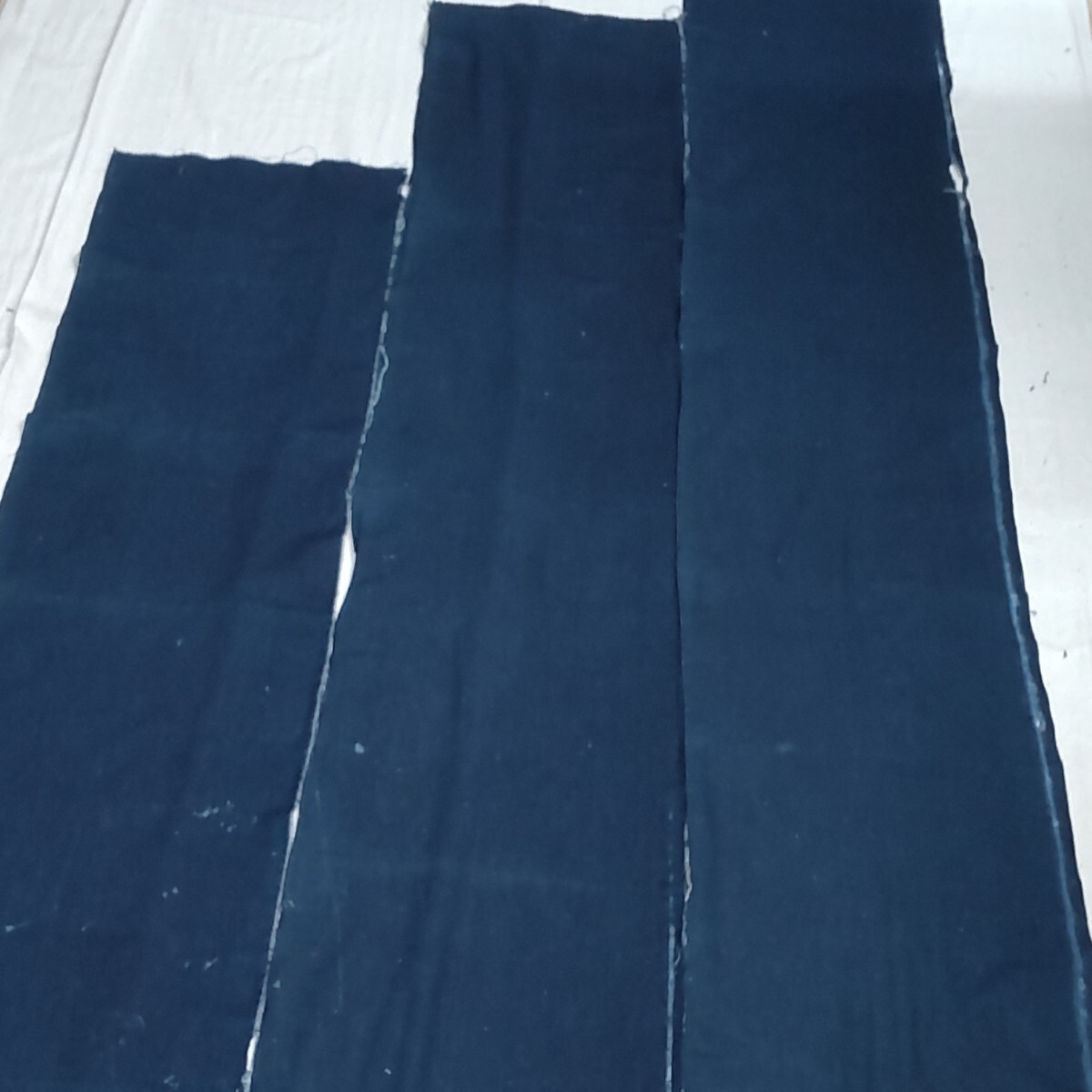 【時代布】藍染め 木綿 無地 3枚 合計約540cm 生地 古布 古裂 アンティーク リメイク素材 A-680_画像2