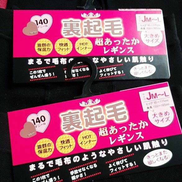  あったか裏起毛 140デニール 裏起毛  レディース レギンス 秋冬 寒さ対策 冷え性対策 防寒 2枚セット　JM～Lサイズ