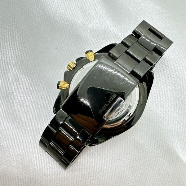 A2403-2-16 １円スタート クオーツ　稼働品　POLICE　ポリス　メンズ腕時計　クロノグラフ　ブラック_画像4