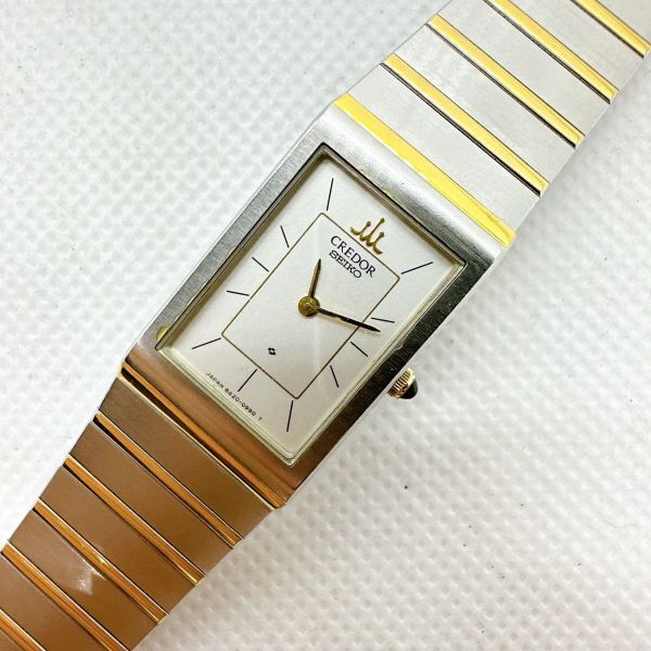 A2403-7-8 １円スタート クオーツ　稼働品　SEIKO CREDOR セイコークレドール　22K　レディース腕時計　ゴールド　スクエア_画像1