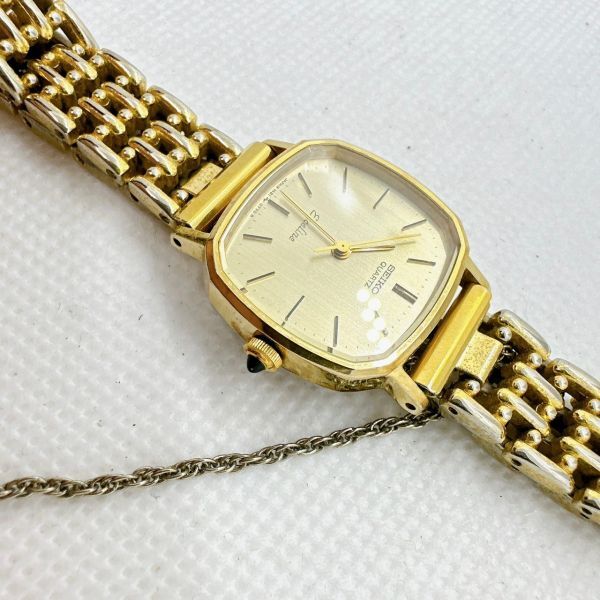 A2403-7-5 1 иен старт кварц работа товар SEIKO EXCELINE 10K Seiko Exceline женские наручные часы Gold квадратное 