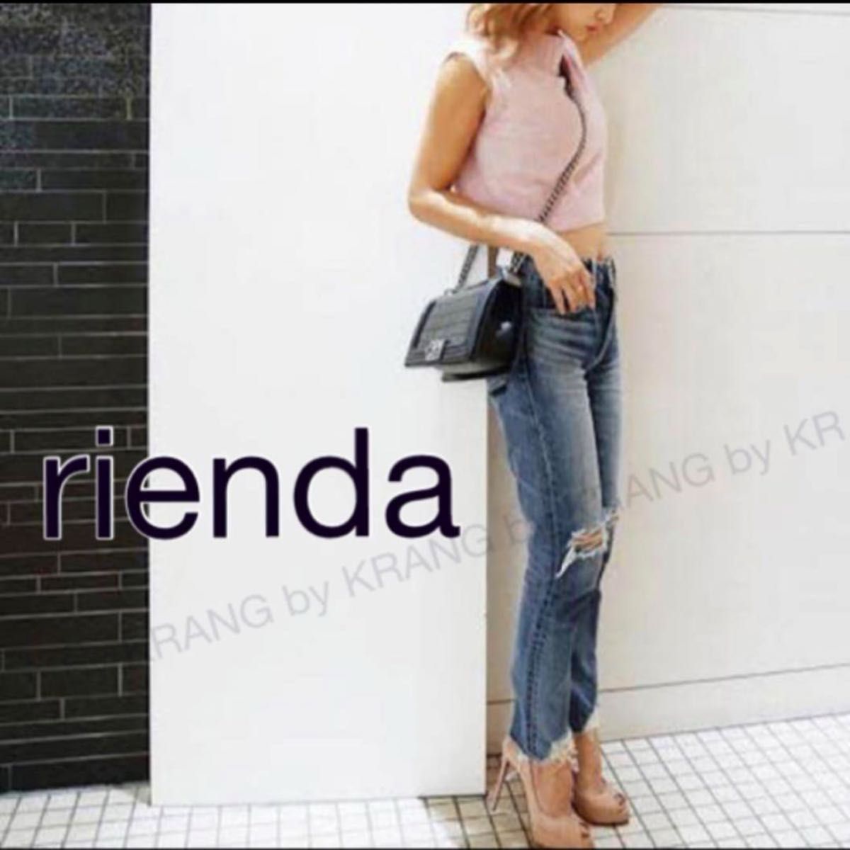 美品 試着のみ rienda ダメージ デニム クラッシュフロントヘム　J/L DENIM PT 24インチ リエンダ