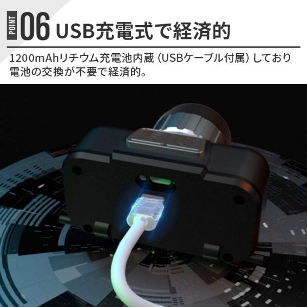 【2個セット】 T6 LEDヘッドライト USB充電式 高輝度 1200ルーメン ズーム センサー機能 ４つ点灯モード 高輝度 1200ルーメン 照射角度調整_画像9
