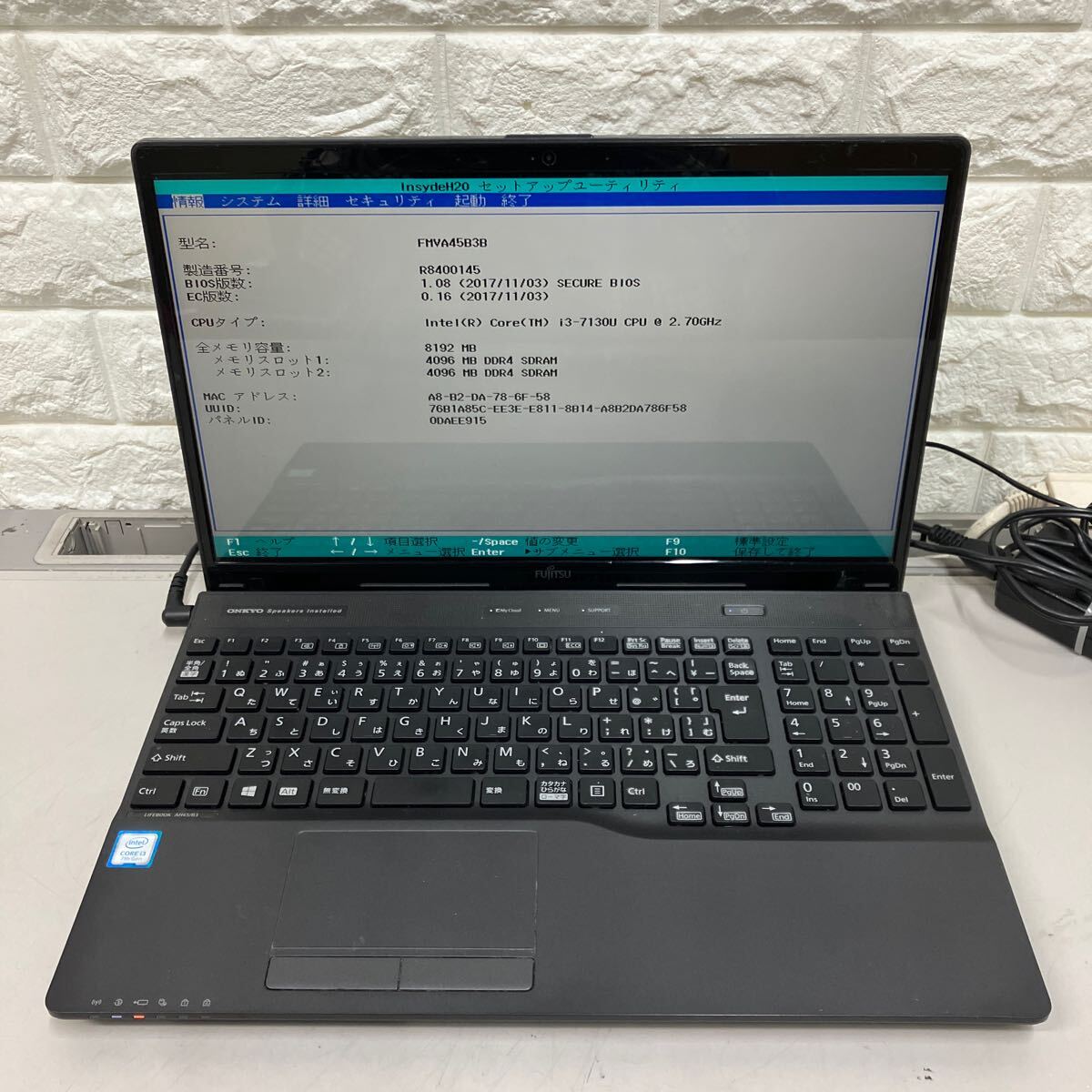 Z189 富士通 LIFEBOOK AH45/B3 FMVA45B3B Core i3 7130U メモリ8GB_画像8