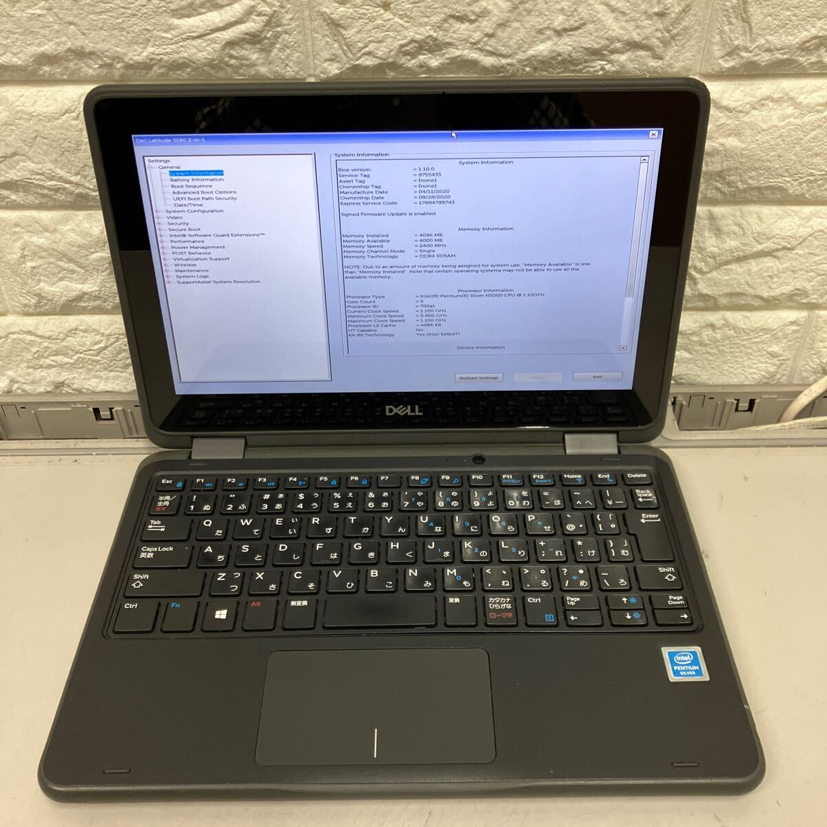 A174 DELL latitude 3190 2-in-1 P26T pentium silver N5000 メモリ4GB_画像8