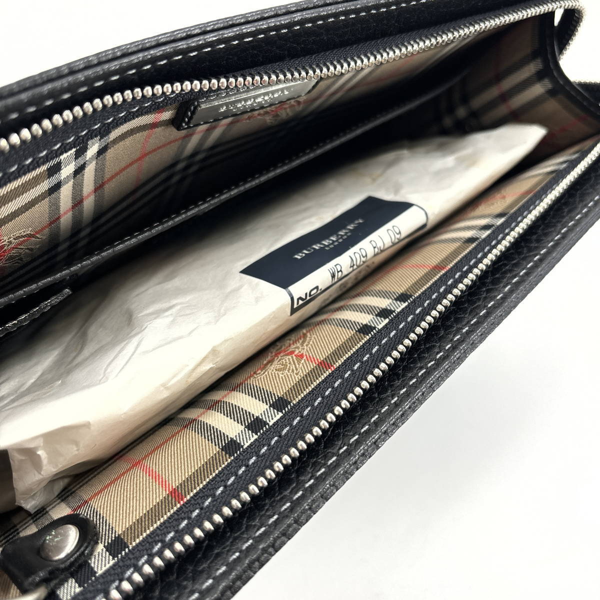 【新品未使用】BURBERRY バーバリー レザー クラッチバッグ セカンドバッグ メンズ ブラック ノヴァチェック 大人気 未使用_画像9