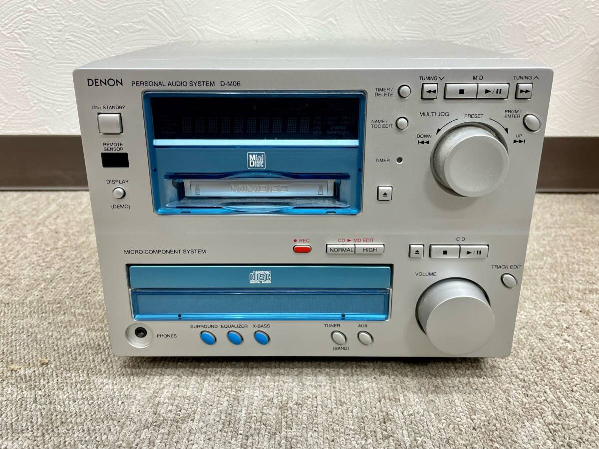 IYS66695 DENON PERSONAL AUDIO SYSTEM D-M06 デノン オーディオコンポ MD CD プレーヤー 通電OK 動作未確認 現状品_画像2