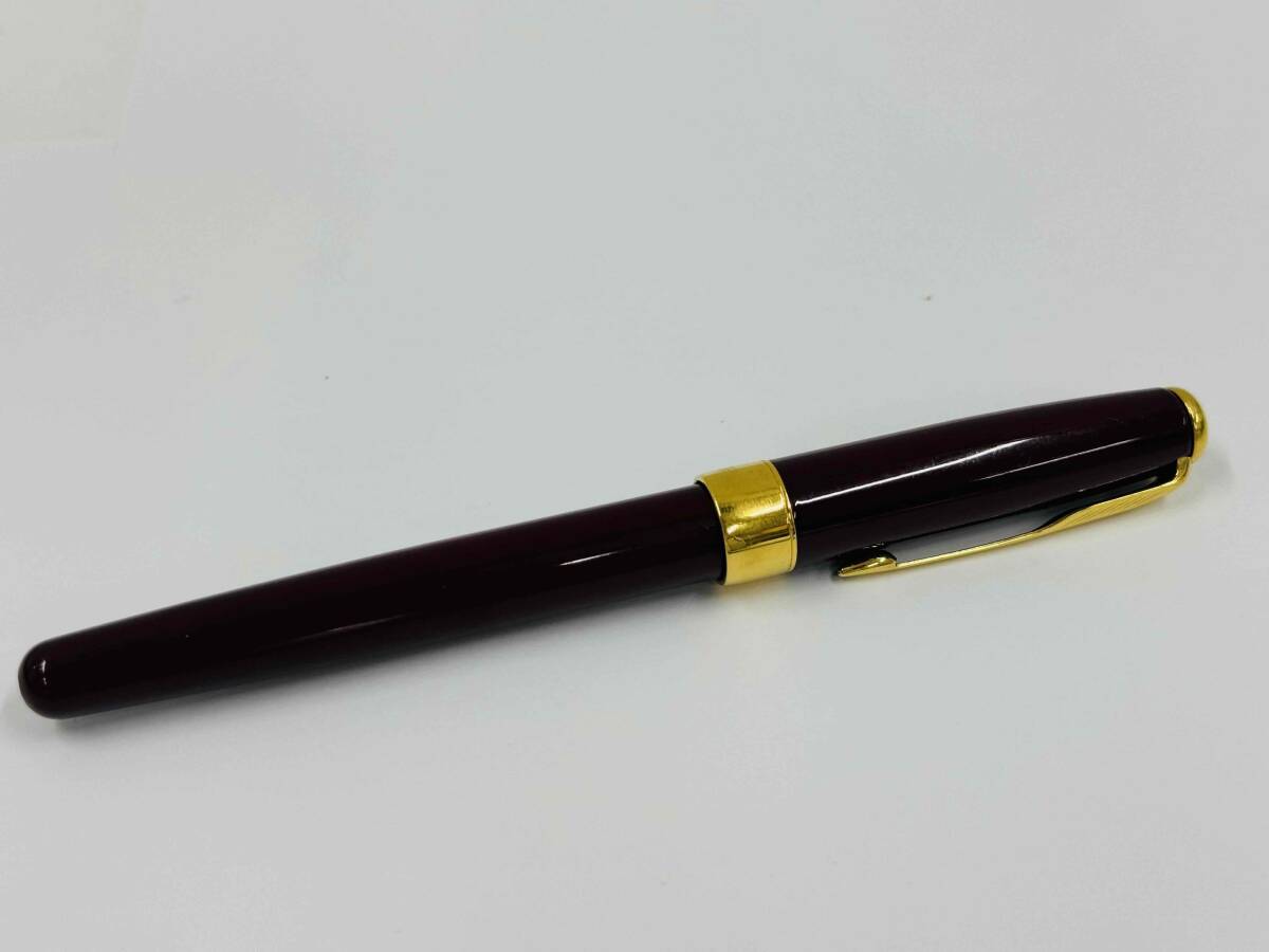 IYS66455 PARKER パーカー SONNET FRANCE 万年筆 ペン先 18K 750 ボルドー ゴールド 現状品_画像2