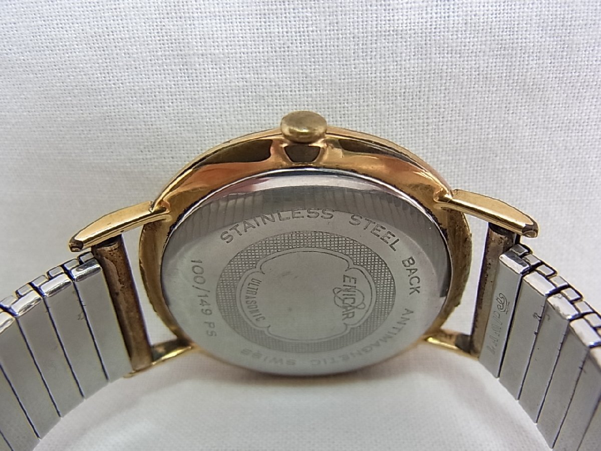スイス製エニカ手巻き時計旧型1960年代正確な年代は解りませんが：欠点風防：2時の方向ひび割れ有り：文字盤11時~13時の方向に汚れ有の画像7
