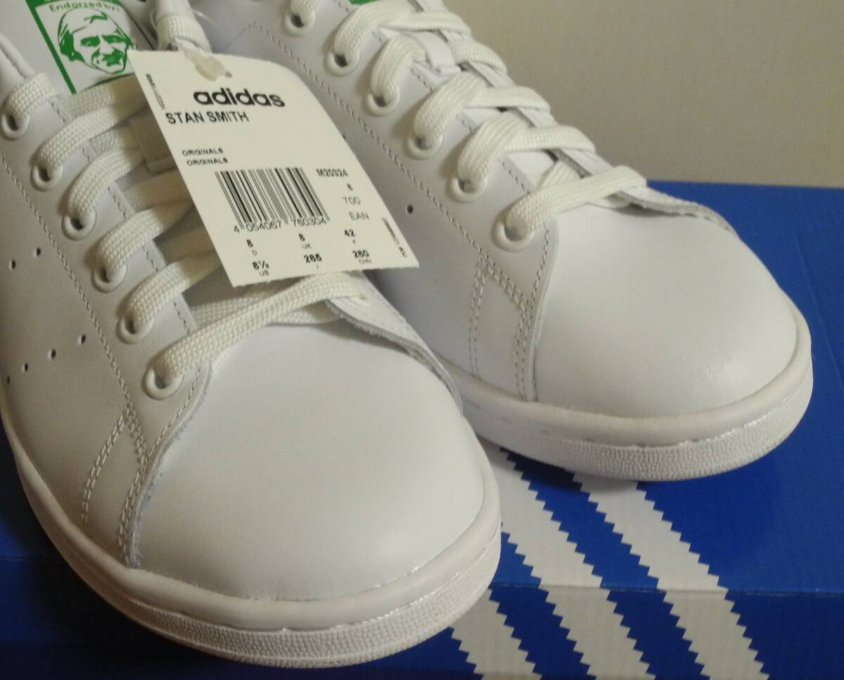 新品 スタンスミス 2019年製 JP26.5cm 白×緑 M20324 生産終了 天然皮革 adidas stansmith ホワイト×グリーン 本革 ABCマート 定番人気の画像6