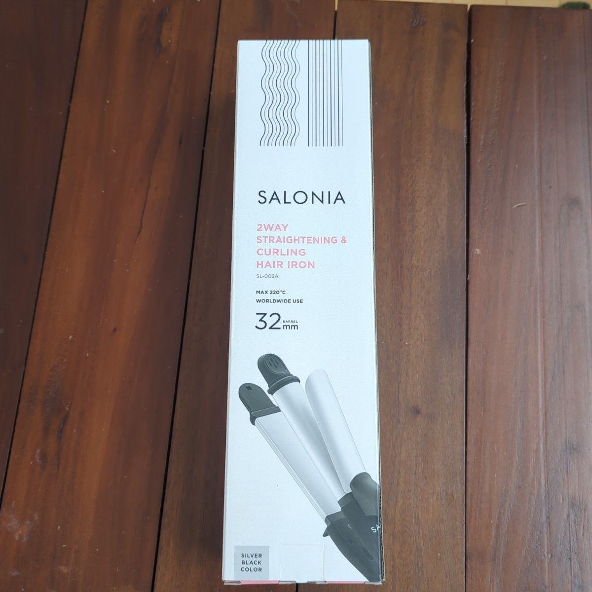 SALONIA 2WAY ストレート＆カールヘアアイロン 32mm（シルバーブラック）