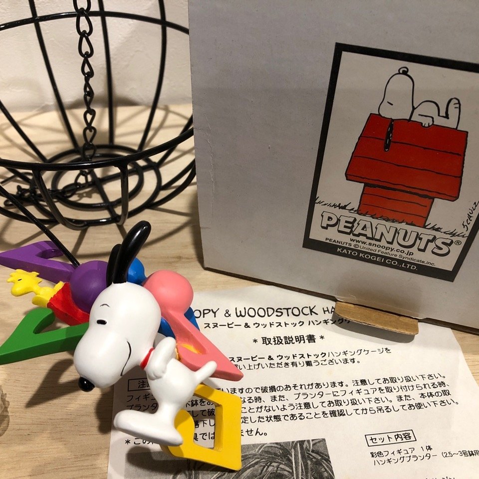 ウッドストック ハンギングケージ スヌーピー プランター Snoopy ピーナッツ 雑貨 陶器 置物 インテリア ファンシー 管理番号001の画像1