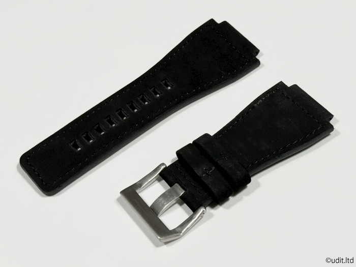ベルロス対応 24mm×34ｍｍ レザーベルト ブラック 腕時計ベルト 【Bell&Ross ベルアンドロス用 インストゥルメント】 BR_カラー：ブラック