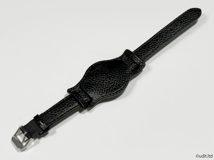 ラグ幅：18mm 本革製 ブンド付き マット仕様 レザーベルト ブラック 腕時計ベルト 時計用バンド_ブンド（マット）が取り外し可能です。