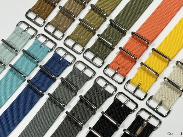 ラグ幅：20mm リブ編み 高品質 NATOストラップ カラー：ブラック/カーキ 腕時計ベルト ナイロン バンド ファブリック ribの画像4