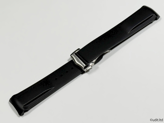 ラグ幅:20ｍｍ ラバーベルト ブラック 腕時計ベルト【OMEGA対応 オメガ シーマスター等に】 時計用バンドの画像3