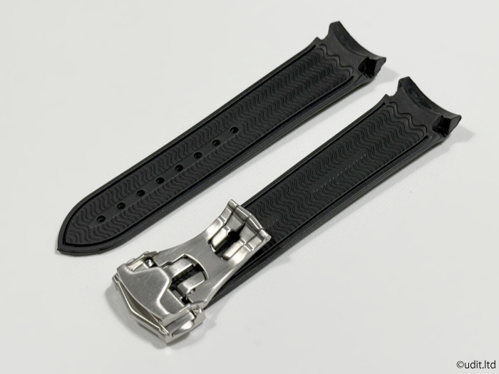 ラグ幅:20ｍｍ ラバーベルト ブラック 腕時計ベルト【OMEGA対応 オメガ シーマスター等に】 時計用バンド_こちらが裏面のデザインです。