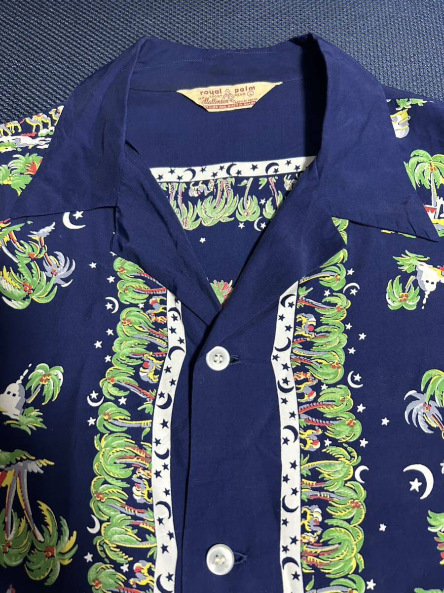 40s 50s royal palm cabana shirt ビンテージ　ロカビリー ハワイアンシャツ