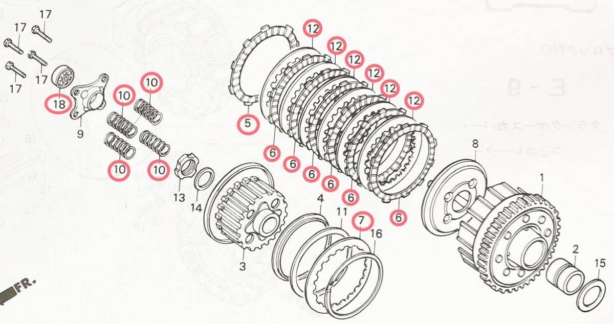 送料無料 ホンダ純正新品 CB400T CB400N スーパーホークⅢ クラッチ板 フルセット ガスケット クラッチ スプリング エンジン バブ 149B_画像2