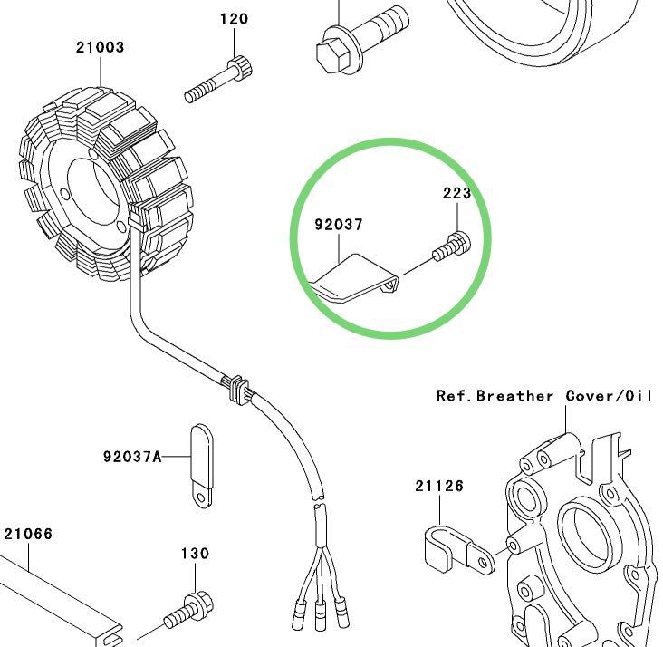 送料無料 カワサキ純正新品 Z400FX Z400GP GPZ400F ダイナモカバー ハーネス クランプ ジェネレーターカバー バンド エンジン 391の画像2