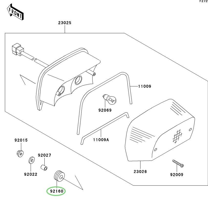 送料無料 カワサキ純正新品 ゼファーΧ テールランプ ダンパー クッション ラバー テールカウル ゼファー400 フェンダー フレーム 278A_画像2