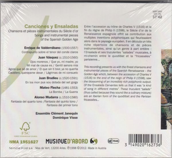 [CD/Hm]M.フレッチャ:爆弾&戦争他/D.ヴィス&アンサンブル・クレマン・ジャヌカン 1997.1_画像2